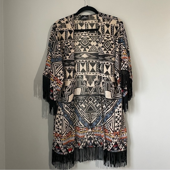 ANGIE kimono sheer wrap with fringe size small - Picture 1 of 11